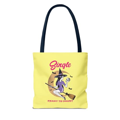 Single and Ready to Haunt Tote Bag, Halloween Tote for Singles, Witchy Accessories, Breakup Gift for Her, Fall Vibe Tote2