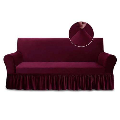 Housse de canapé extensible 3 places rouge robuste p - 2
