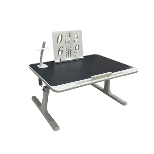 Image of BonKaso Multi-Purpose Laptop Table for Bed (60x40 cm) | Adjustable Height Foldable Lap Desk | Engineered Wood Portable Study Table for Work, Reading & Home Office | Bed Table with Legs (Black)