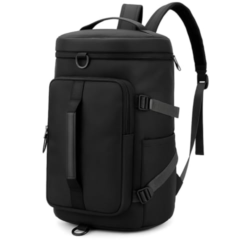 Mochila de viagem impermeável de 30 litros, com compartimento para calçados e alças laterais, ideal para viagens aéreas e deslocamentos diários. (Básico,Preto)