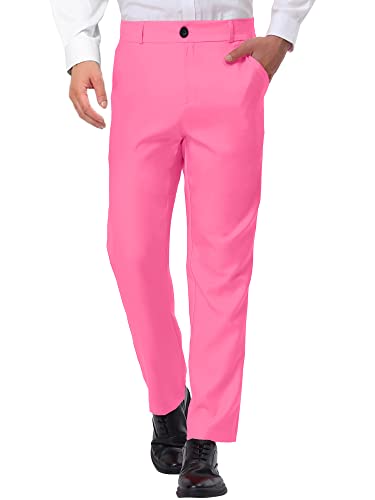 Lars Amadeus Men's Formal Flat Front Straight Fit Solid Color Wedding Prom Dress Pants