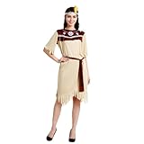 3 pcs faschingskostüme damen : Dieses indianerin kostüm besteht aus einem Kleid, einem indianer kopfschmuck damen und einem Gürtel.