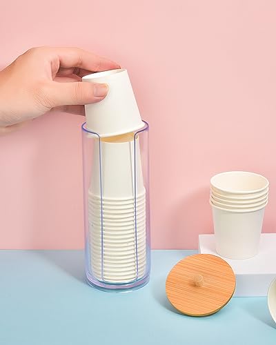 AIMIXUN 2 Pcs Cotton Round Holder, Cotton Pad Holder with Bamboo Lids, Makeup Storage Cotton Pad Dispenser Bathroom Canisters Cosmetic Organizer Storage Containers for Cotton Ball Hairband Tie - Image 4
