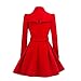 ForeMode Women Swing Double Breasted Wool Pea Coat with Belt Buckle Spring Mid-Long Long Sleeve Lapel Dresses Outwear (Medium, Red5)