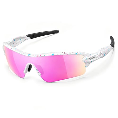 Image of BangLong TAC Polarized Sports Sunglasses UV400 for Men Women | TR90 Lightweight Frame, Adjustable Non-slip Nose Pads, RX Insert Included, Wrap-Around Design for Running Cycling Baseball