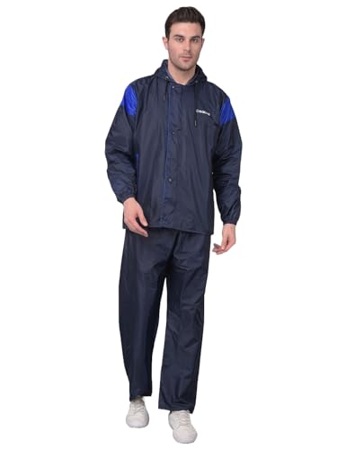 Image of Dollar Rainguard Men's Reversible Full Sleeve Solid Raincoat Set With Adjustable Hood and Pocket