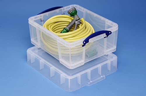 Really Useful Storage Box Plastic Lightweight Robust Stackable 18 Litre W390Xd480Xh200Mm Clear - Ref 18C