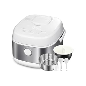 TOSHIBA Induction Heating Rice Cooker – Low Carb, Low Sugar, Digital Steamer, 5.5 Cups (Uncooked), 8 Cooking Functions, 24H Timer & Auto Keep Warm, Silvery white