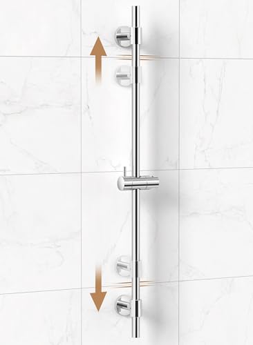 KES Duschstange Brausestange Edelstahl 18/8 Ganzmetall Ohne Plastik, 78CM Duschkopf Halterung mit Verstellbarer Duschkopfhalterung Wandstange Dusche Poliert, F210S78-PS