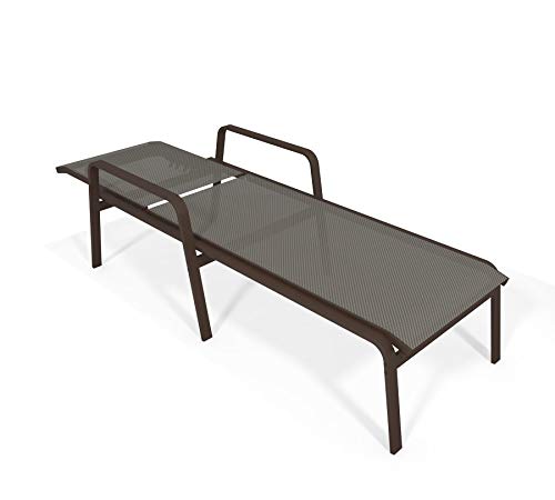 Espreguiçadeira Piscina Praia Alumínio Marrom Tela Mescla