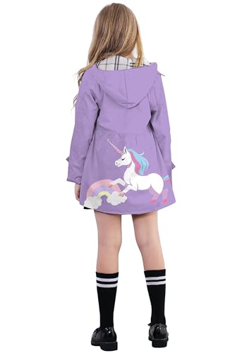 Image of Betusline Girl's Single Breasted Trench Coat Hooded Dress Coat Outerwear, 2-14 Years