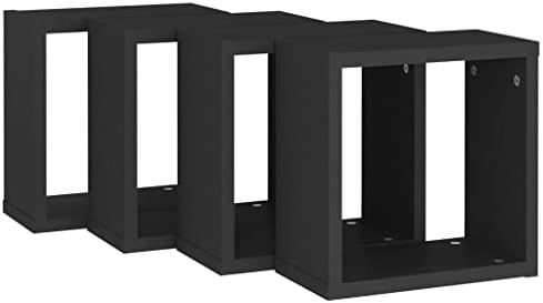 Cube Floating Shelf, Wall Cube Shelf Display Storage Shelf Wall Mounted Shelving Unit Wall Cube Shelves 4 pcs Black 30x15x30 cm