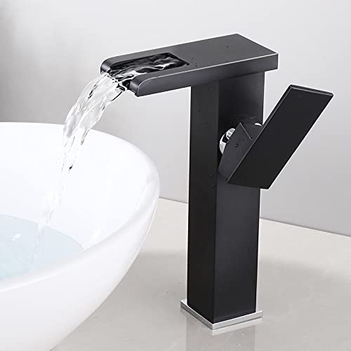 Robinet mitigeur noir et or à LED pour lavabo de salle de bain design