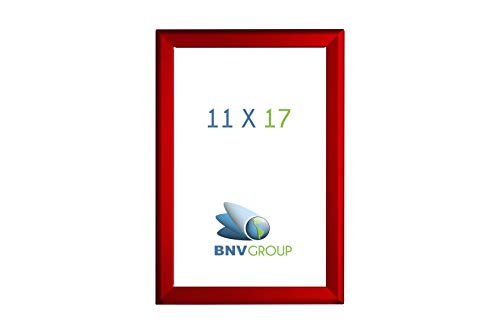 Bnv Aluminum Front Load Snap Poster/Picture Frame, Red, 11X17 Inches, 1.25'' Profile, Wall Mounting, Portrait And Landscape Mode, Easy Installation, Anti-Glare, Pvc Cover, Lightweight #TOP6