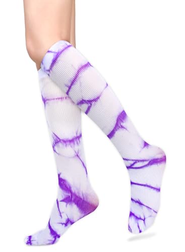 Image of Benefeet Sox Women Girls Thin Nylon Knee High Socks Long Tube Socks Unisex Soft Cozy High Calf Sock Tie Dye /Gradient