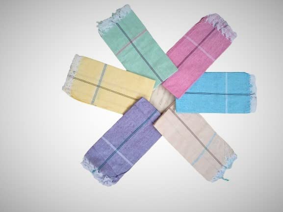 Image of Handloom Cotton Men's Plane Handkerchiefs (Pack of 10, Stripes Printed, Multi-Colored)