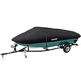 RVMATE 20-22ft Boat Cover, 600D Marine Grade Polyester, Fits V-Hull, Tri-Hull, Fishing Boat, Runabout, Length:20’-22’, Beam Width:106”, Black