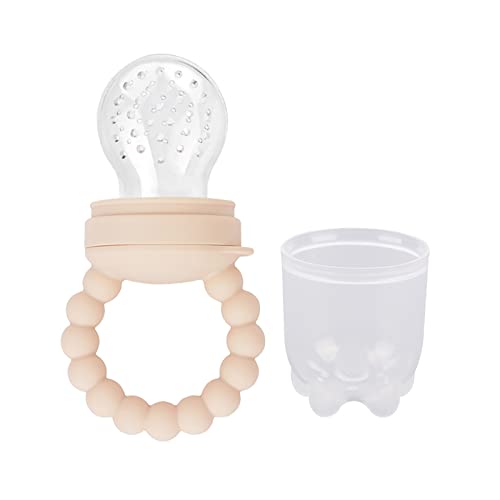 Image of Fruit Food Feeder Pacifier Fruit Pacifier Feeder Baby Teether Toy Silicone Fruit Feeder Baby Fruit Feeder Pacifiers (Khaki)