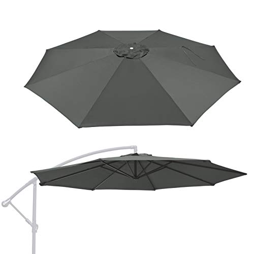 BenefitUSA Replacement Umbrella Canopy for 10ft 8 ribs cantilever hang patio umbrella (Canopy Only) (Grey)