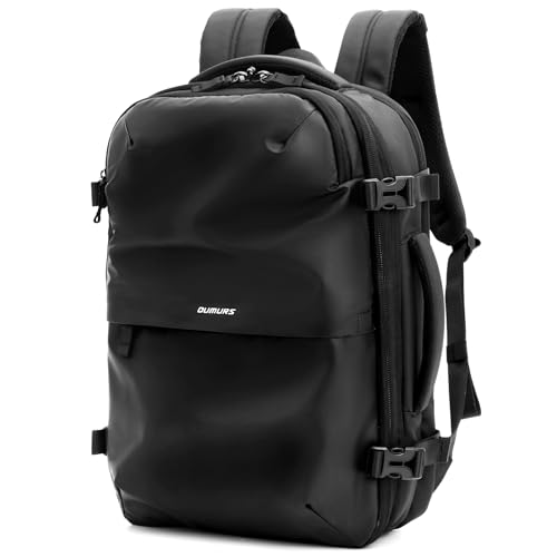 Laptop Backpack for Long Travel with 30-40L Expandable Large Capacity Water-resistant Black 1800D Oxford Fabric Lamination Fabric