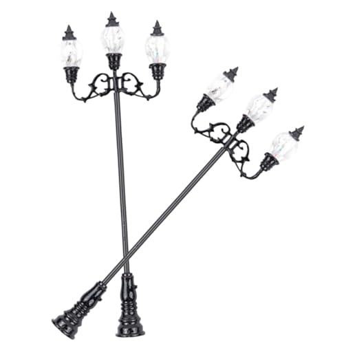 lurrose 2個 沙?模型配 ミニチュア街灯モデル 白光 灯式 園用ランプ 模型用アクセサリー 素材使用 室内外装飾に