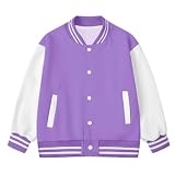 ARTMINE Kids Varsity Jacket Color Block Baseball Jacket School Team Uniform Outerwear for Girls Boys