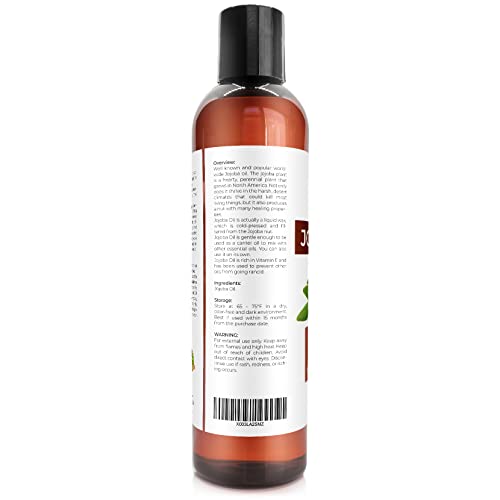 Jojoba Oil - 8 Oz (With Pump) | 100% Pure And Natural | Golden, Unrefined, Cold Pressed, Hexane Free | Moisturizing Face, Hair, Body, Skin Care, Stretch Marks, Cuticles #TOP4