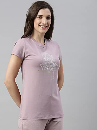 Image of Enamor Short Sleeve Crew Neck Regular Length Basic Crew T-Shirt - Slim Fit, Soft and Breathable Stretch Cotton - E147