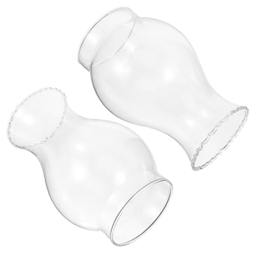 PRETYZOOM 2個油灯シェード レトロデザイン ガラス製 風防機能付き 替えカバー 古典的な灯油ランプ用 インテリア照明アクセント