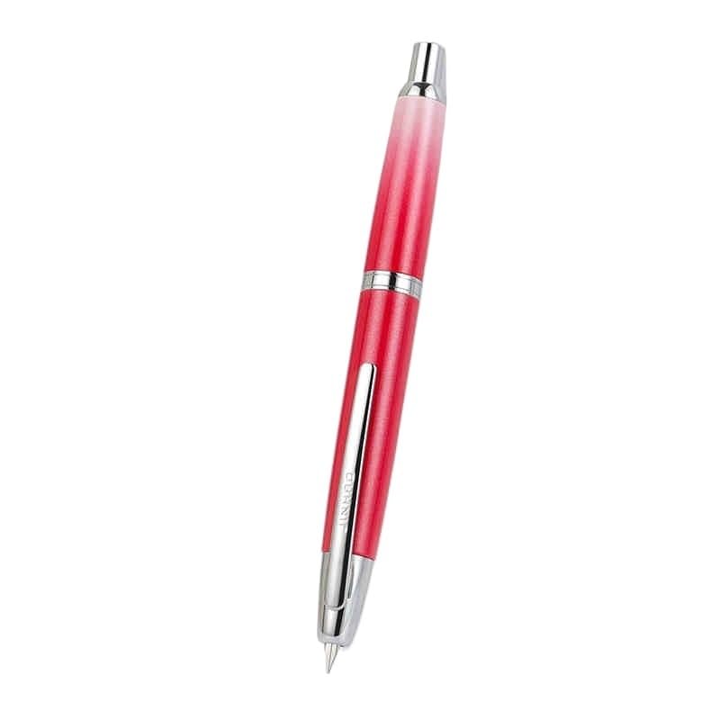 Stylo plume rétractable métal mat pointe F 0.5mm rouge dégradé, stylo écriture bureau noir
