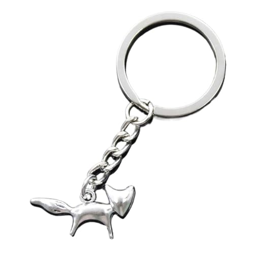 Chaîne porte-clés voiture homme pendentif renard argenté, idée cadeau idéale