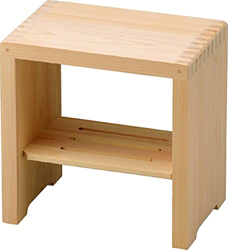 IPPINKA Japanese Hinoki Square Bath Stool, Tall 11.8", Made in Japan