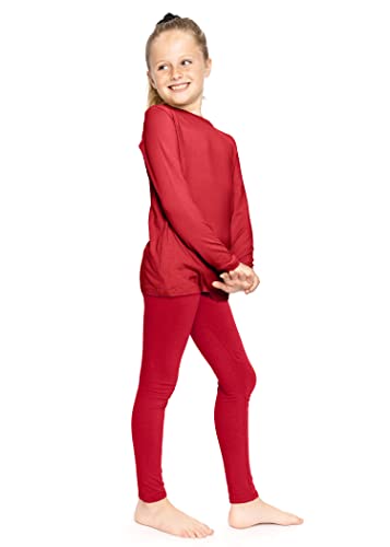 Image of STRETCH IS COMFORT Girls 2 Piece Hoodie Short Sleeve Long Sleeve Crew Neck Top and Leggings Set Kids Thermals Underwear Set