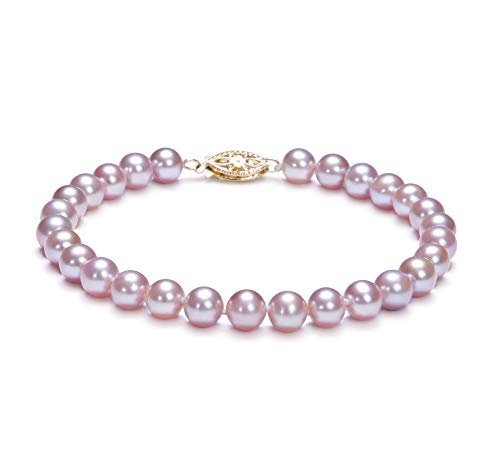 Lavender 6-6.5mm AA Quality Freshwater Gold filled Cultured Pearl Bracelet For Women
