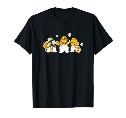 Cool Bee Gnomes Girasol Hippie Design Gnomo Hombres Mujeres Camiseta