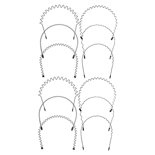 PATKAW 12 Piezas Diadema Ondulada Horquilla Diademas Atléticas Bandas Para El Cabello Diadema Deportiva Diadema De Moda Pañuelo Diademas Adornadas Para Mujer Bigudí Black Metal