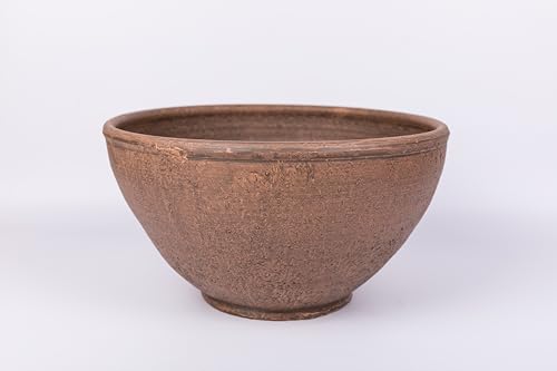 Maceta de barro artesanal rústica modelo barreño de 32x17 cm.