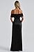 Memoriesea Women's Elegant Off Shoulder High Split Bodycon Evening Wedding Maxi Dress Black