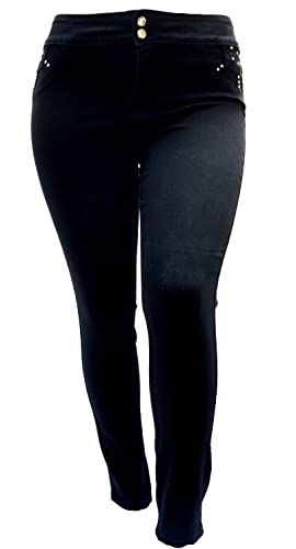 Jack David Women's Plus Size Blue/Black Curvy Stretch Flap Pocket Skinny/Bootcut/Cargo Denim Jeans Pants4