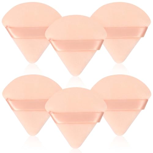 Image of INOVERA (LABEL) 6 Pieces Powder Puff Face Makeup Sponge - Loose Foundation Blending Sponges Set - Triangle Shape Beauty Blender Tool for Wet & Dry Powders (Nude)