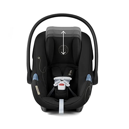 Image of Cybex Aton G Infant Car Seat with Linear Side-Impact Protection, 11-Position Adjustable Headrest, in-Shell Ventilation, Easy-in Buckle and Secure Safelock Base, Moon Black with Sensor Safe