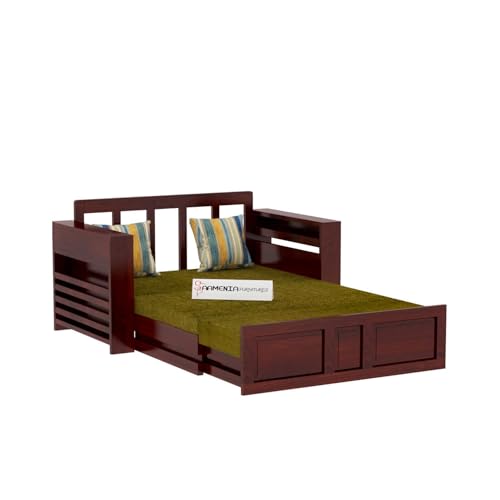Image of Mamta Furniture Solid Wood Foster 2 Seater Sofa Cum Bed for Living Room | Two Seater Queen Size Sofa Bed for Home | Sofa Com Bed | Sheesham Wood Mahogany