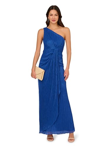 Image of Adrianna Papell One Shoulder Pleated Draped Starburst Gown