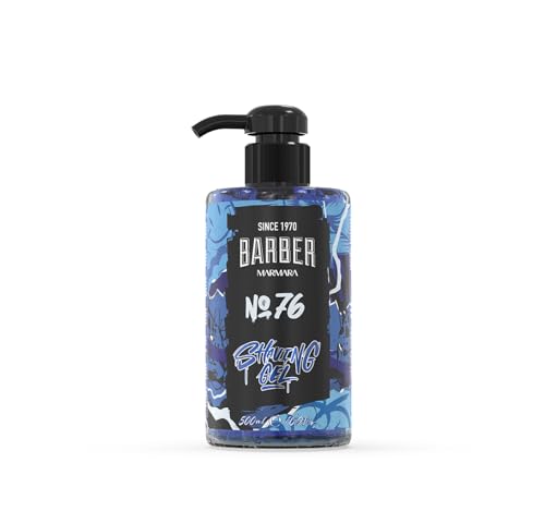 Barber Marmara No. 76 Shaving Gel for Men Transparent No Foam Shave Gel with Pump Professional Turkish Barber Quality for Beard Contours, Neckline & Close Shave Gel 500ml