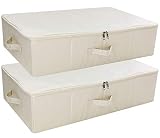 iwill CREATE PRO 2er-Pack, faltbare Aufbewahrungsboxen mit Deckel unter dem Bett, platzsparende Aufbewahrungsboxen für Schlafzimmer, Kleiderschrank, Dachboden, Beige