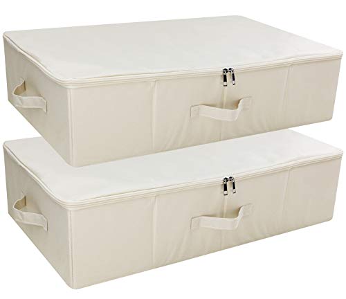 iwill CREATE PRO Pack of 2, Collapsible Rigid Storage Baskets for Underbed Organizer, Good for Clothing, Shoes, Bedding in Wardrobe, College Dormitory, Apartment Shelves Use, Beige by iwill CREATE PRO - Used condition - US$23.69