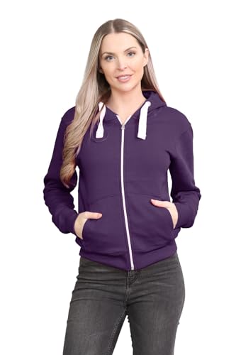 Sweat à capuche en polaire violet uni pour femme : douceur et fermeture éclair