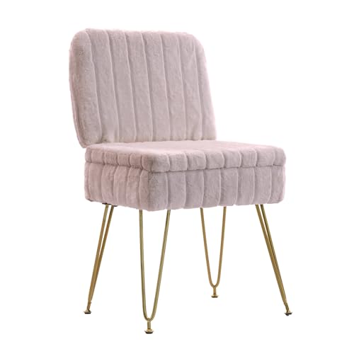 Manyday Faux Fur Vanity Chair with Back