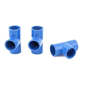 ELECTROPRIME 20mm Inner Dia U-PVC T Type Water Pipe Hose Joint Connector 3Pcs Blue