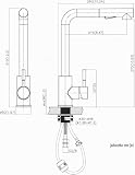 CECIPA X203B bateria kuchenna wysokociśnieniowa czarna, armatura kuchenna wysuwana, armatura zlewozmywakowa z wylewką prysznicową, dwa rodzaje strumienia wody, armatura kuchenna obracana o 360°,